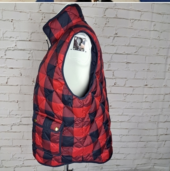 J. Crew Red and Black Plaid Vest - Picture 7 of 13